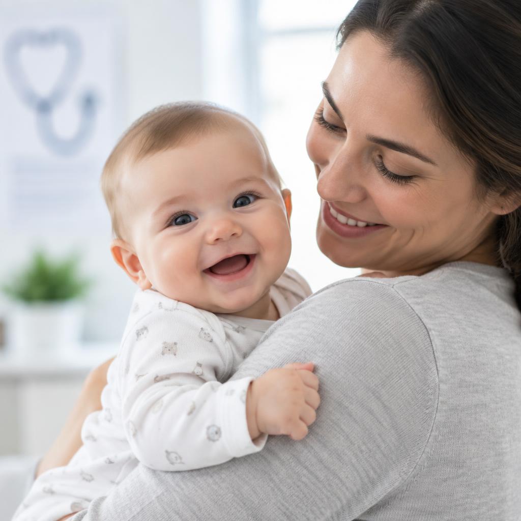Bebê sorrindo durante os primeiros meses de vida